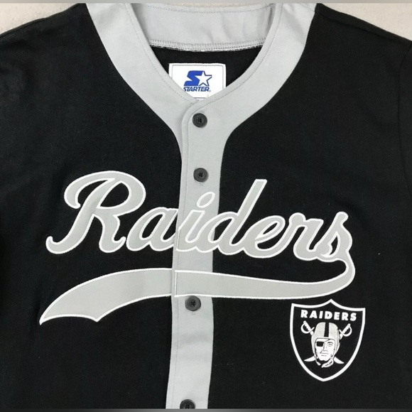 Las Vegas Raiders Starter Retro Baseball Style Twill NFL Jersey Size Black NWT - Picture 2 of 4
